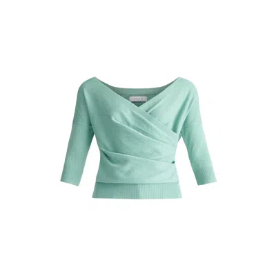 Paisie Women's Knitted Wrap Top In Mint Green