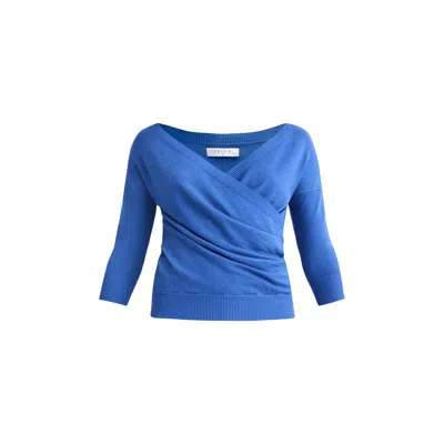 Paisie Women's Knitted Wrap Top Sleeves In Royal Blue