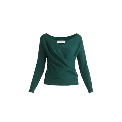 Paisie Women's Knitted Wrap Top With Long Sleeves In Green