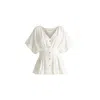 Paisie Women's Linen Blend Button Blouse In White In White