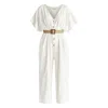 Paisie Women's Linen Blend Button Jumpsuit In White In White