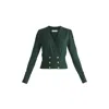Paisie Women's Long Sleeve Knitted Button Wrap Top In Green In Green