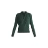 Paisie Women's Long Sleeve Knitted Wrap Top In Green In Green