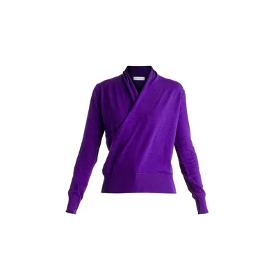 Paisie Women's Long Sleeve Knitted Wrap Top In Purple