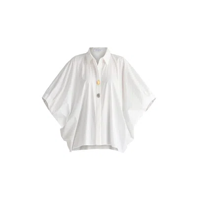 Paisie Women's Metallic Button Details Oversized Blouse In White