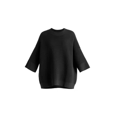 Paisie Women's Mock Neck Cropped Sleeve Ribbed Jumper In Black