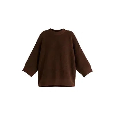 Paisie Women's Mock Neck Cropped Sleeve Ribbed Jumper In Brown