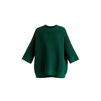 Paisie Women's Mock Neck Cropped Sleeve Ribbed Jumper In Dark Green