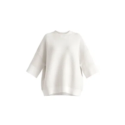 Paisie Women's Mock Neck Cropped Sleeve Ribbed Jumper In White