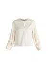 Paisie Women's Neutrals Button Sleeve Blouse In Cream In White