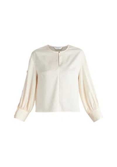 Paisie Women's Neutrals Button Sleeve Blouse In Cream In White