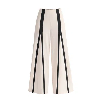 Paisie Women's Neutrals Contrast Detail Wide Leg Trousers In Beige And Black In Multi