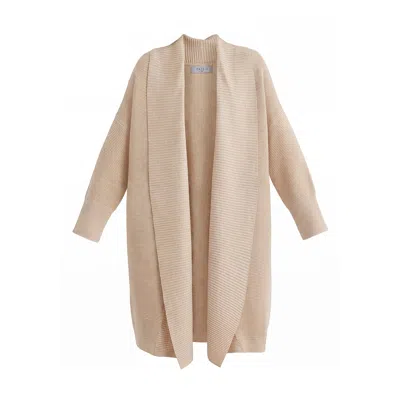 Paisie Women's Neutrals Draped Collar Ribbed Cardigan In Almond