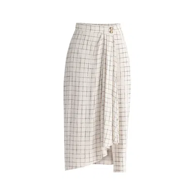 Paisie Women's Neutrals Draped Wrap Midi Skirt In Oatmeal And Black In White