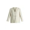 Paisie Women's Neutrals Drop Shoulder Double Breasted Blazer In Oatmeal In Multi
