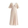 Paisie Women's Neutrals Flare Sleeves Maxi Wrap Dress In Taupe