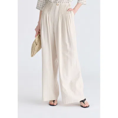 Paisie Women's Neutrals Front Pleats Detail Wide Leg Trousers In Oatmeal In Gray