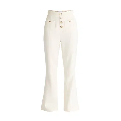 Paisie Women's Neutrals High Waist Flare Trousers In Cream In White
