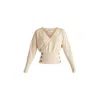 Paisie Women's Neutrals Knitted Wrap Top With Side Buttons In Cream In White