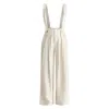 Paisie Women's Neutrals Linen Blend Detachable Suspender Trousers In Oatmeal In White
