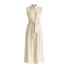 Paisie Women's Neutrals Linen Blend Jumpsuit With Stitch Details In Oatmeal In Yellow