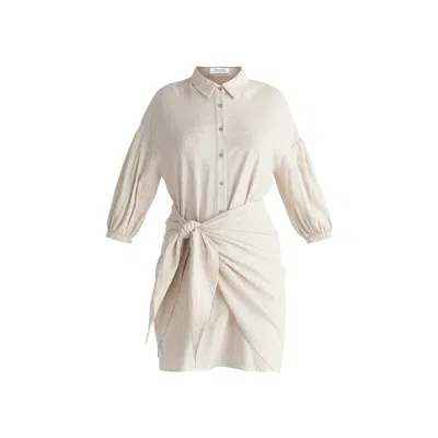 Paisie Women's Neutrals Linen Blend Shirt Dress In Oatmeal In White