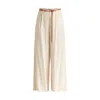 Paisie Women's Neutrals Linen Blend Wide Leg Trousers With Belt In Oatmeal In Brown
