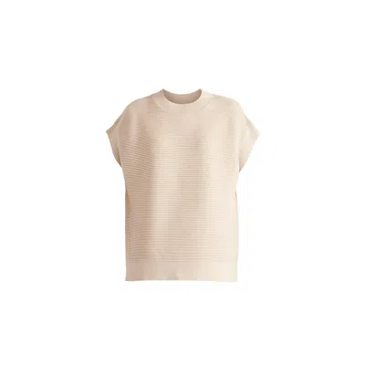 Paisie Women's Neutrals Mock Neck Sleeveless Ribbed Jumper In Beige
