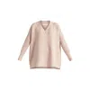 Paisie Women's Neutrals  V-neck Ribbed Jumper In Blush