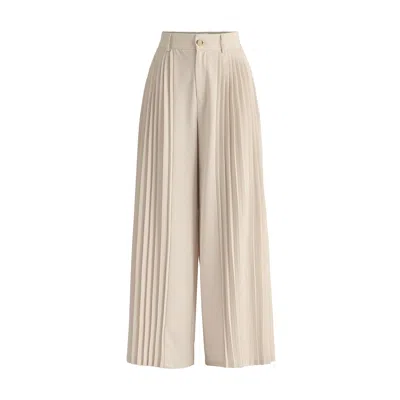 Paisie Women's Neutrals Pleated Wide Leg Trousers In Cream In White