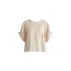 Paisie Women's Neutrals Relaxed Fit Top With Back Bow Detail In Oatmeal