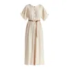 Paisie Women's Neutrals Relaxed Fit Wide Leg Jumpsuit With Belt In Oatmeal