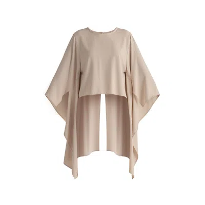Paisie Women's Neutrals Round Neck Cape Top In Cream In White