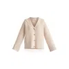 Paisie Women's Neutrals Sailor Collar Ribbed Cardigan In Beige In Beige