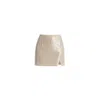 Paisie Women's Neutrals Sequin Mini Skirt With Slit In Cream In White