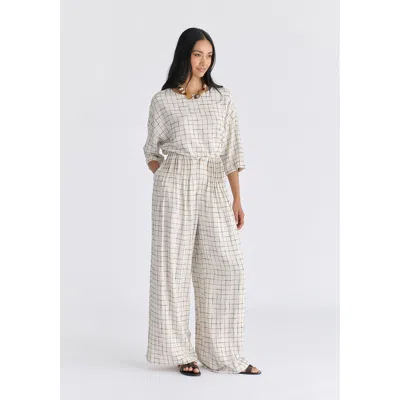 Paisie Women's Neutrals Side Splits Detail Relaxed Top In Oatmeal And Black In Gray