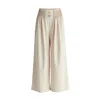Paisie Women's Neutrals Wide Leg Trousers With Pleated Waist Detail In Cream In White