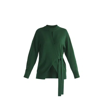 Paisie Women's Open Front Mock Neck Wrap Jumper In Green