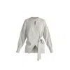 Paisie Women's Open Front Mock Neck Wrap Jumper In Light Grey In Grey