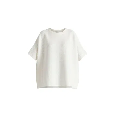 Paisie Women's  Short Sleeve Ribbed Jumper In White