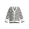 Paisie Women's  Striped Ribbed Cardigan In White & Black In Black/white