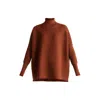 Paisie Women's  Turtleneck Ribbed Jumper In Brown In Brown