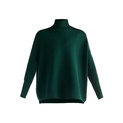 Paisie Women's  Turtleneck Ribbed Jumper In Dark Green