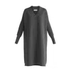 Paisie Women's  V-neck Ribbed Jumper Dress In Dark Grey In Grey
