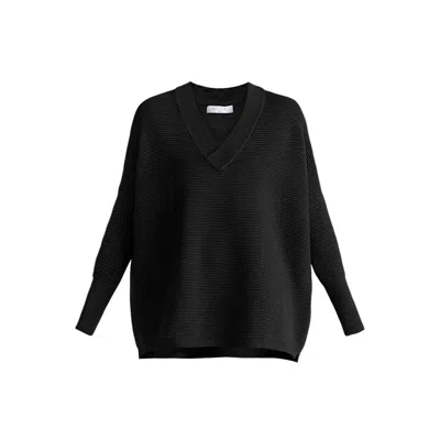 Paisie Women's  V-neck Ribbed Jumper In Black