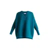 Paisie Women's  V-neck Ribbed Jumper In Ocean Blue In Blue