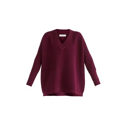 Paisie Women's  V-neck Ribbed Jumper In Purple