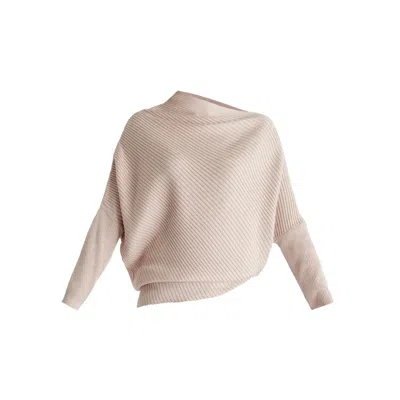 Paisie Women's Pink Draped Knitted Jumper In Blush In Neutral