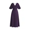Paisie Women's Pink / Purple Flare Sleeves Maxi Wrap Dress In Midnight Plum In Pink/purple