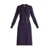 Paisie Women's Pink / Purple Long Sleeve Knitted Button Wrap Dress In Midnight Plum In Pink/purple